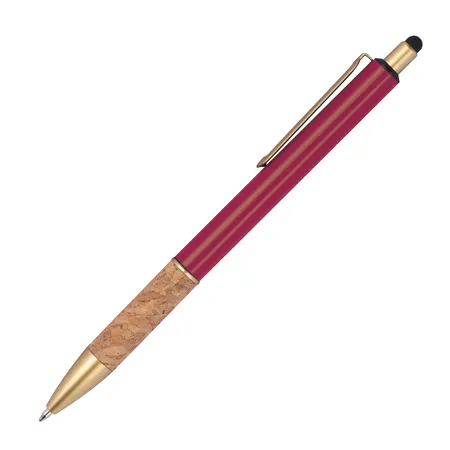 Macma Touchpen Metall-Kugelschreiber mit Korkgriffzone / Farbe: bordeaux