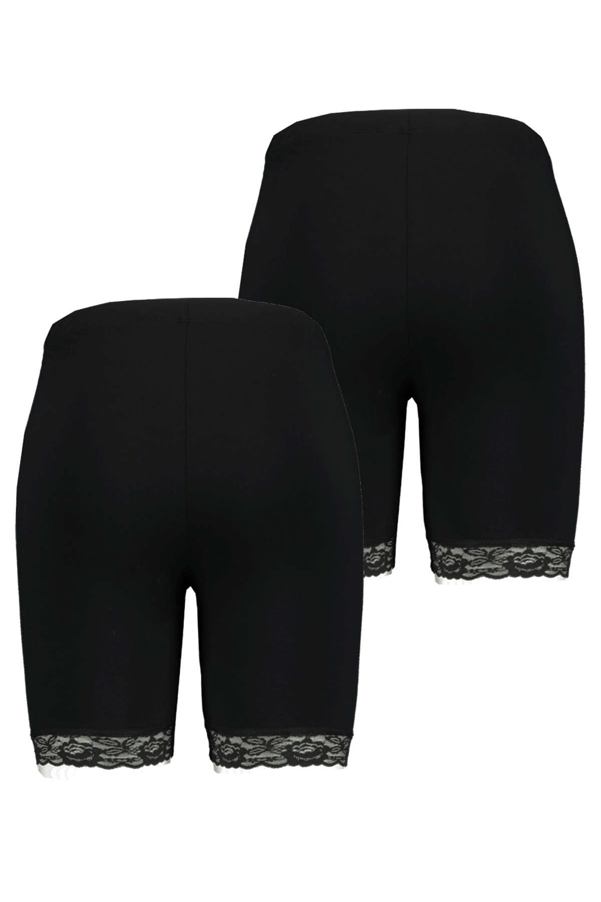2-pack Korte legging met kant Zwart