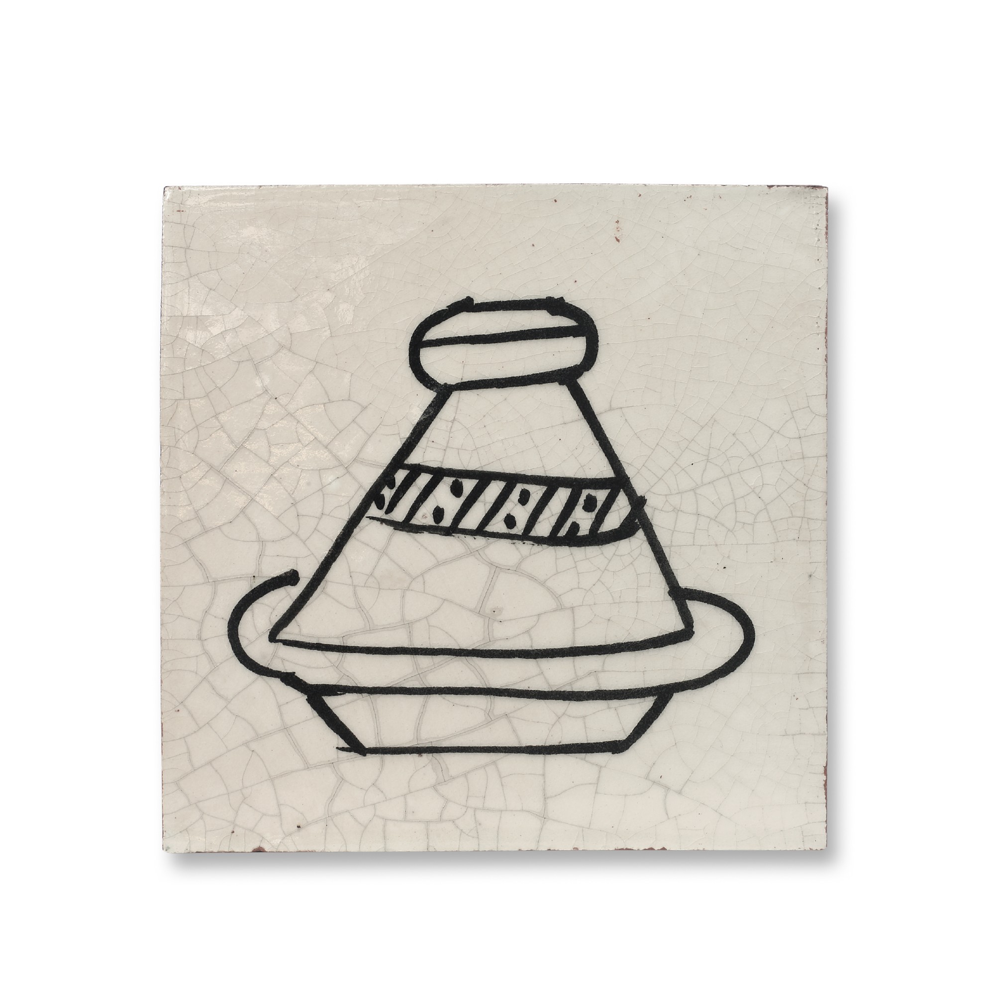 Kachel 'Tajine' craquelé, schwarz, weiß, T 10 cm, B 10 cm, H 1 cm von fischer's lagerhaus