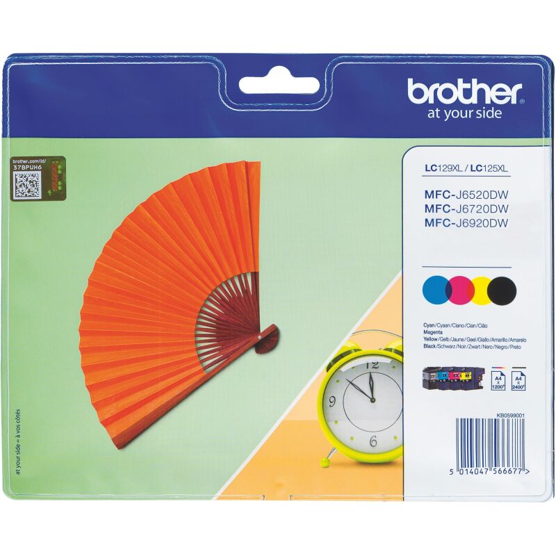 Brother LC129XL, pack de cartouches haute capacité de 4 couleurs pour imprimante jet d'encre