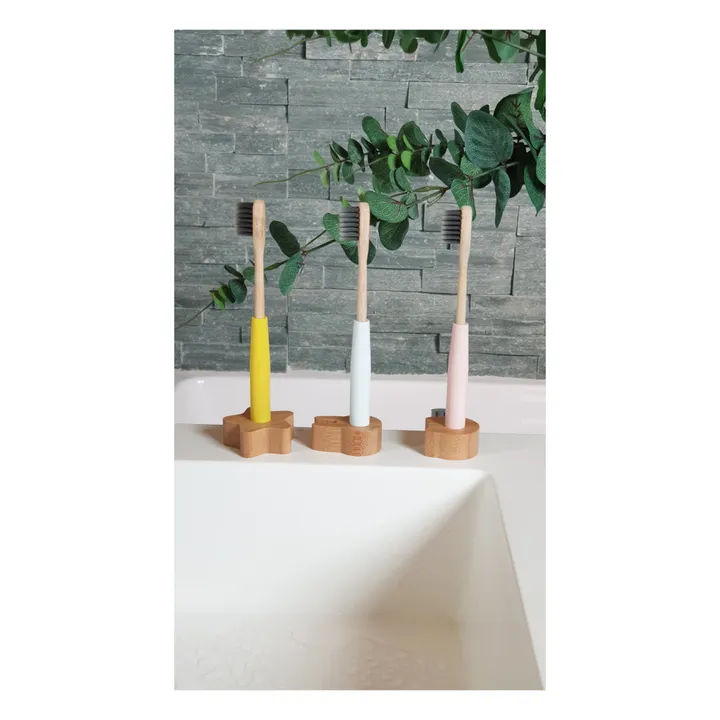Cookut Brosse à dents complète enfant rechargeable, avec socle en bois  | Rose