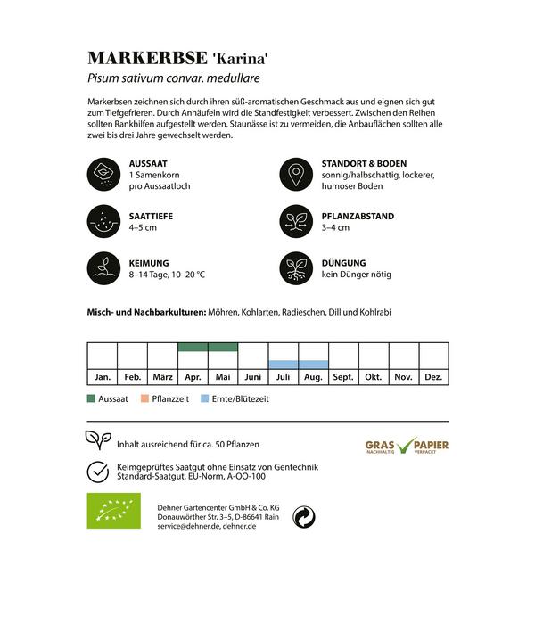 Dehner Bio-Saatgut Markerbse 'Karina'