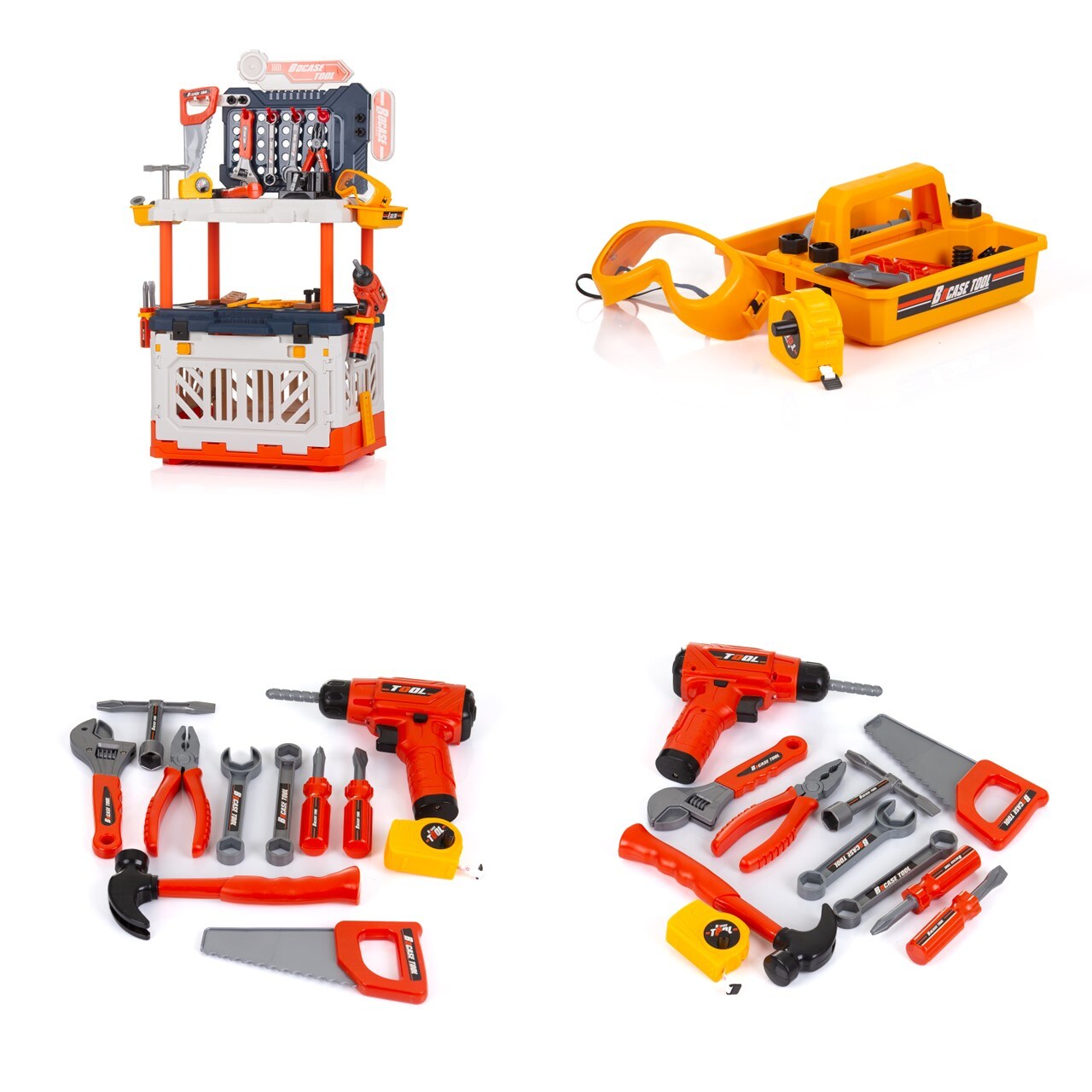 Chipolino 4 in 1 Kinder-Werkbank, 90-teiliges Spielwerkzeugset, Lichteffekte bunt