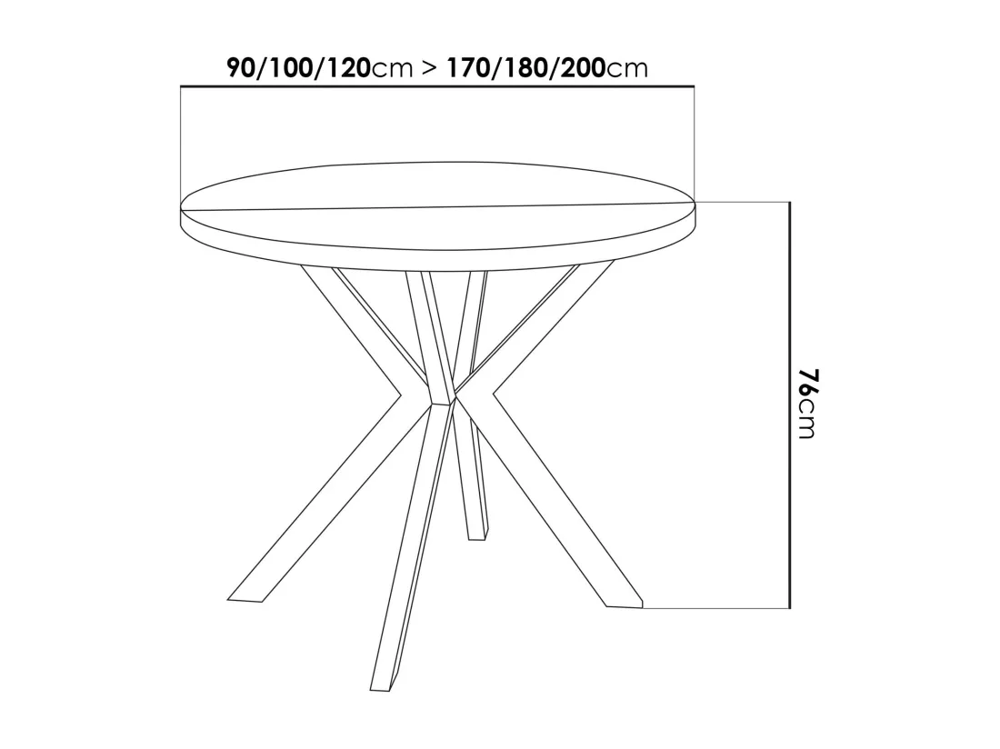 Table à Manger Extensible Ronde - Table Style Loft Avec Blanc Pieds En Métal - 120 à 120 Cm - Table Ronde Style Industriel Pour Le Salon - Compacte - Blanc - 120 Cm