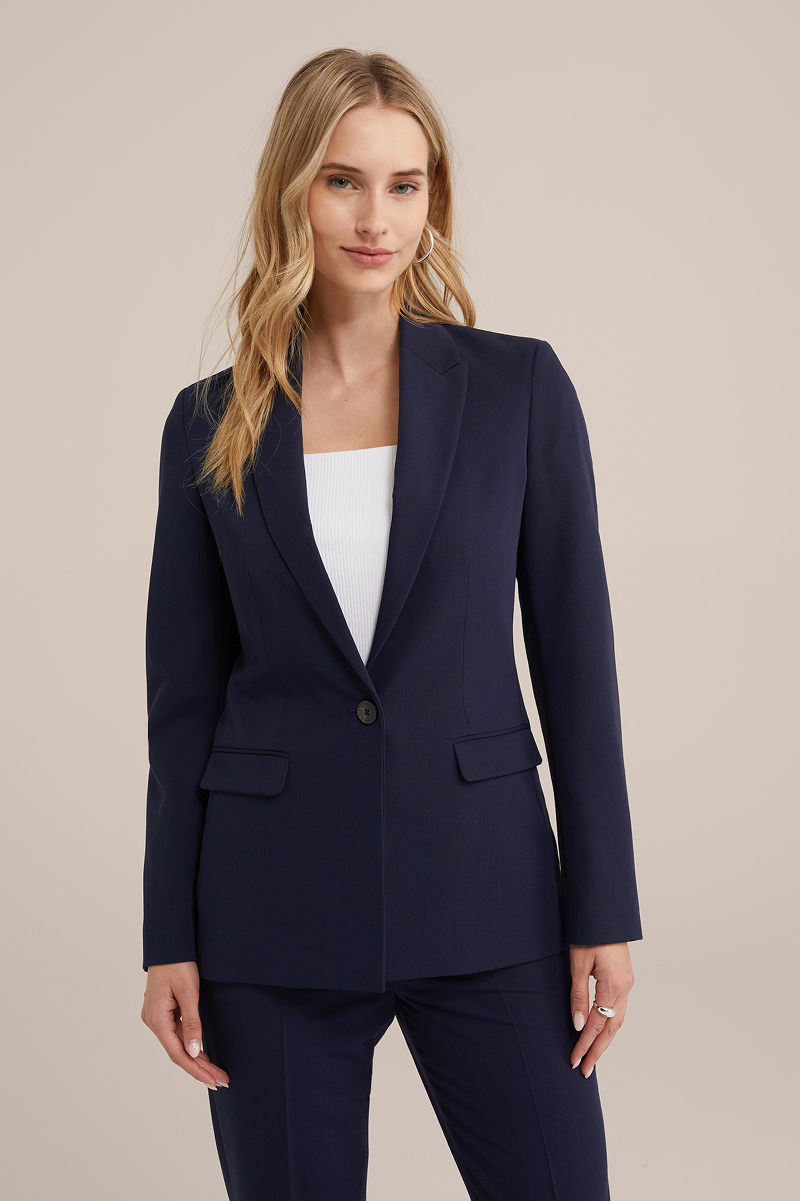 getailleerde blazer WE Fashion Marineblauw