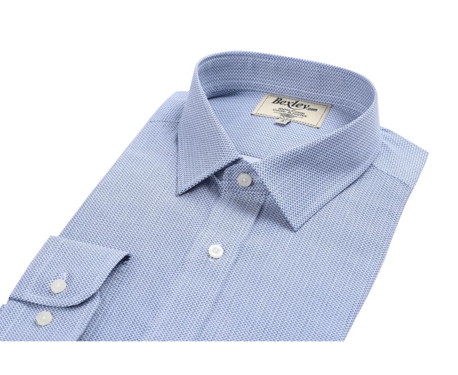 Chemise blanche imprimée motifs bleu navy - Col français - OSCAR