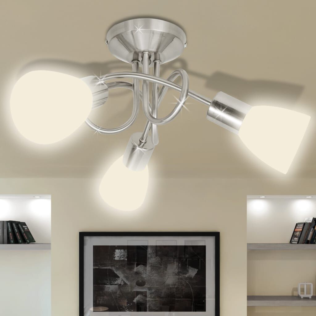 vidaXL Plafondlamp met glazen kappen voor E14-lampen