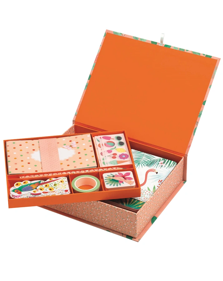 Geschenkbox MARIE mit Papeterie in orange/bunt