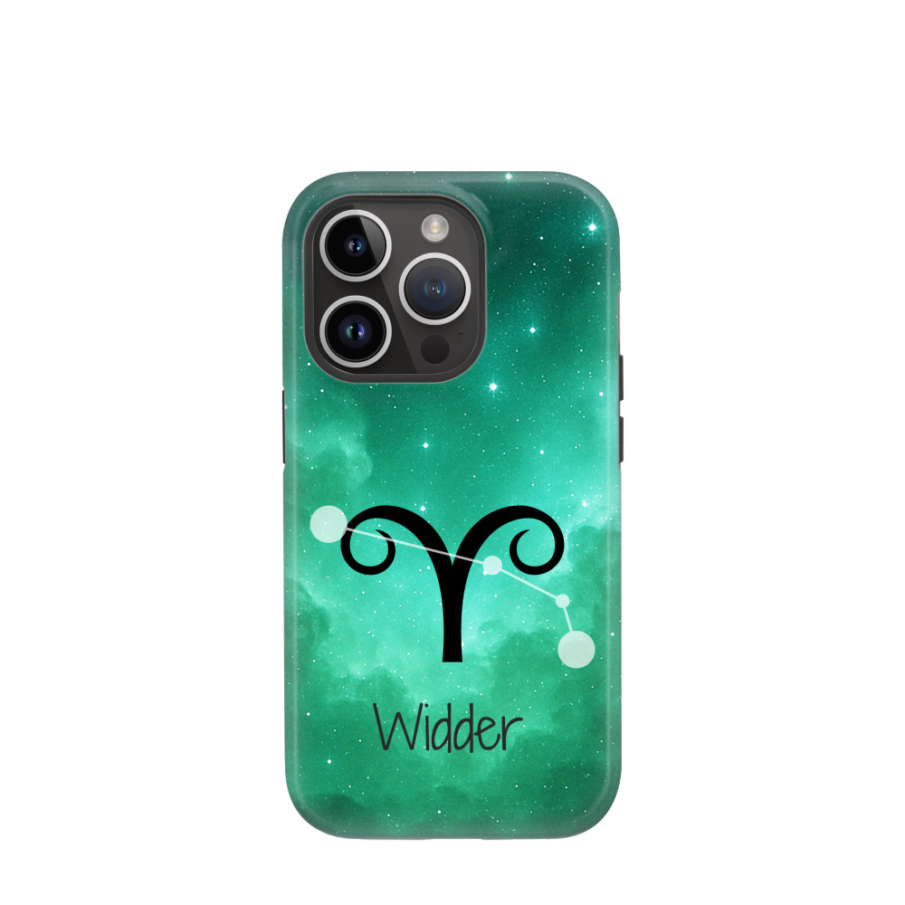 iPhone 14 Pro Hybrid (Kunststoff / Gummi) Hülle Widder 2 - Grün