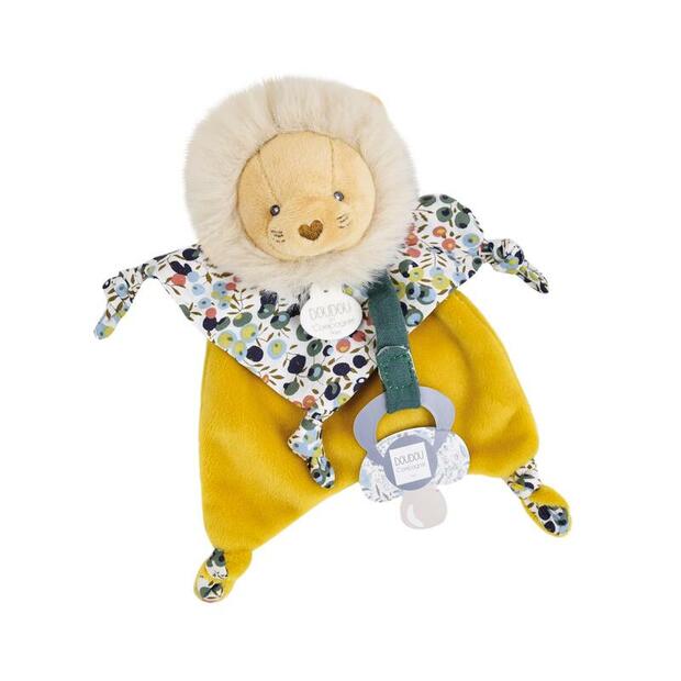 Doudou attache sucette Boh'aime Lion - Jaune - DOUDOU ET COMPAGNIE