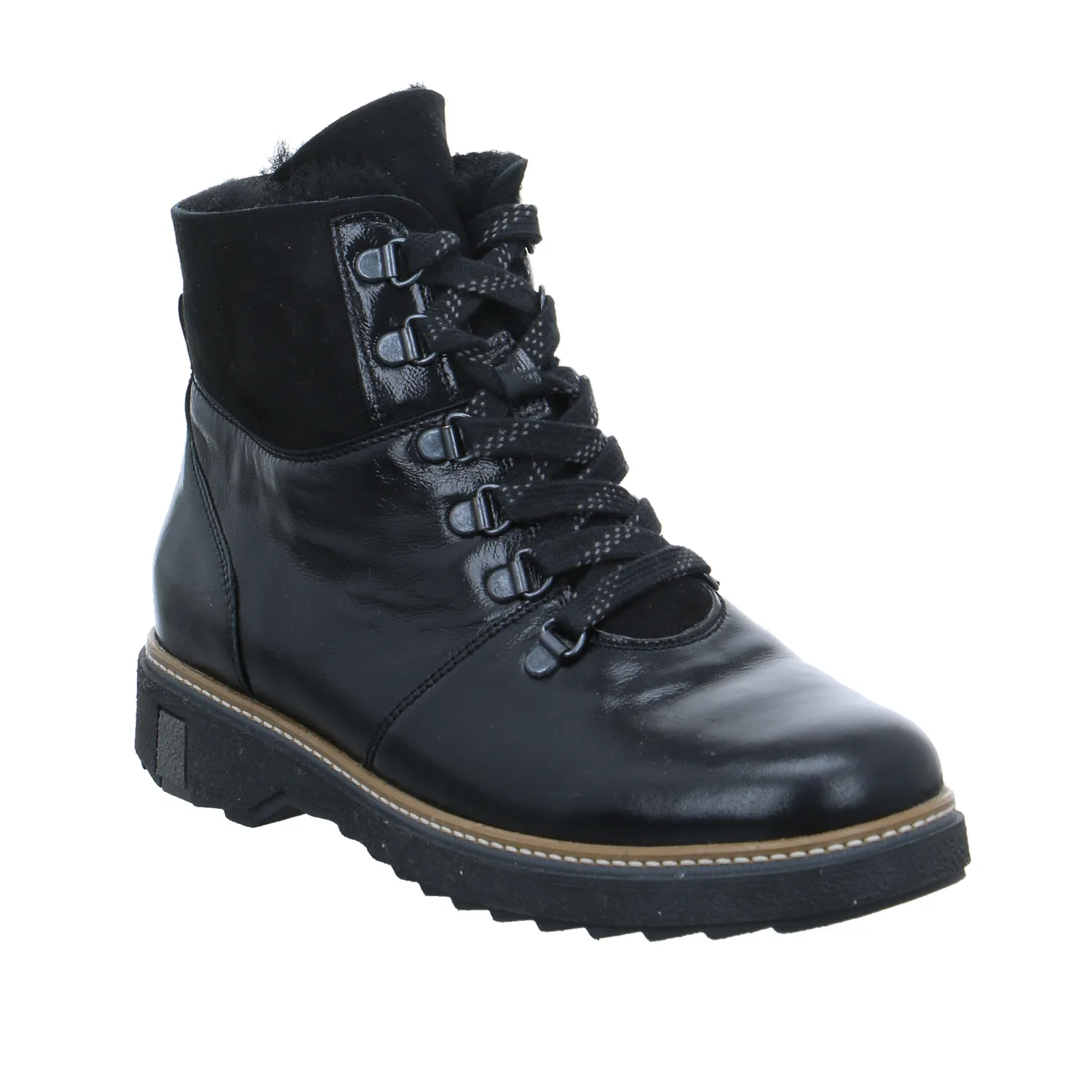 WALDLÄUFER Comfort-Boot Schwarz Leder  mit Wechselfussbett