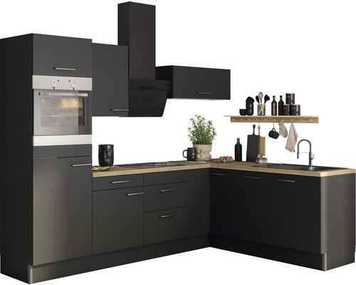 Optifit hoekkeuken met apparatuur Ingvar420 270 cm antraciet mat gedemonteerde variant links KCIN 2720LAE-8+