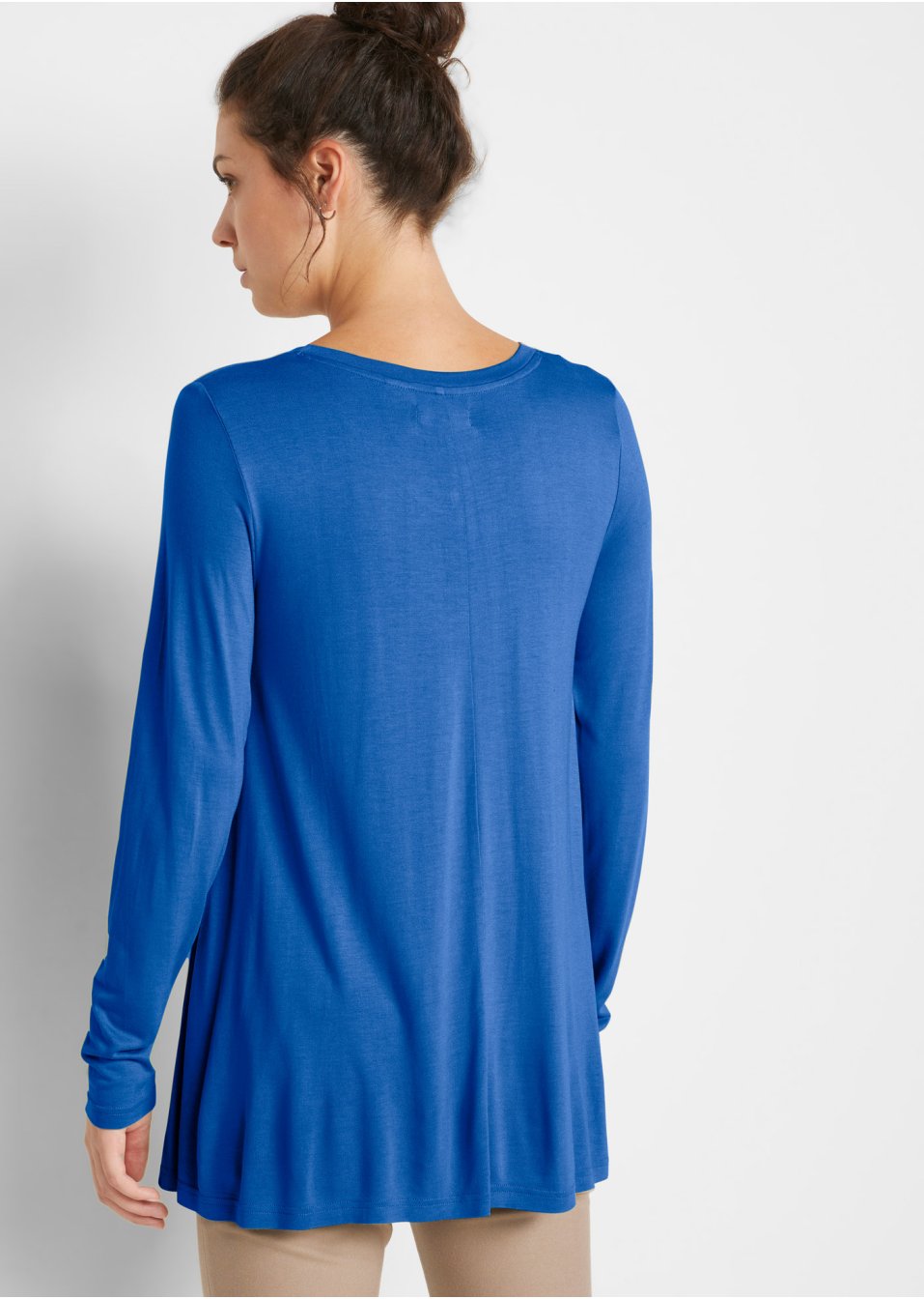 T-shirt à manches longues en viscose avec base évasée