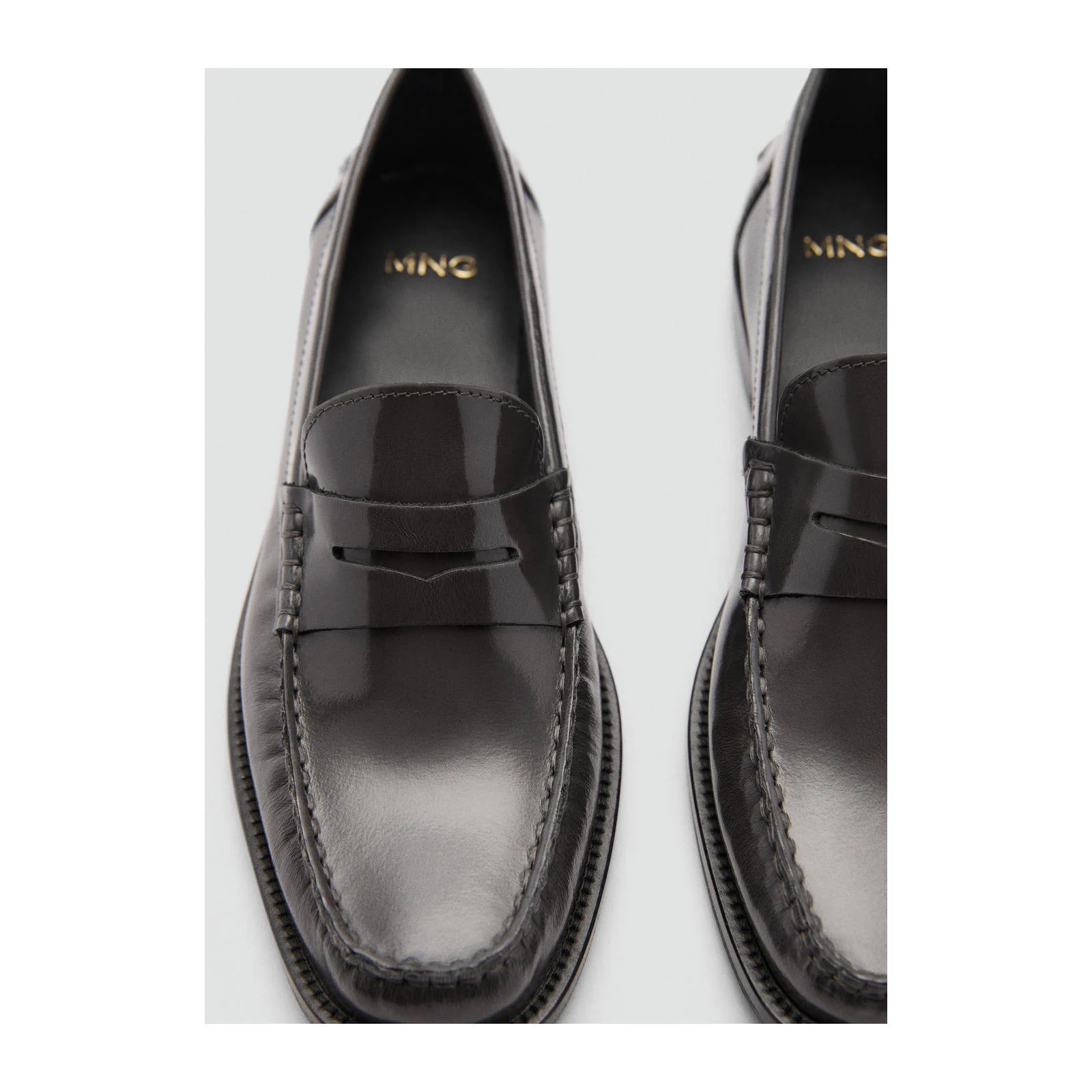 Mango leren loafers grijs