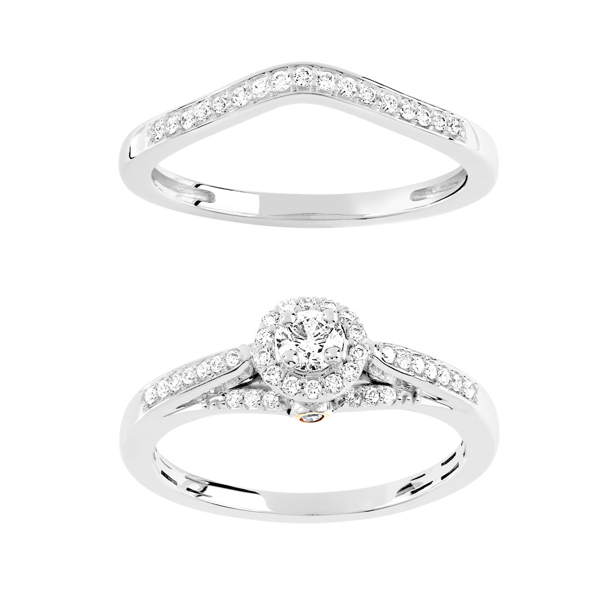 Bague et alliance 1/2 tour 2 ors 750 diamant