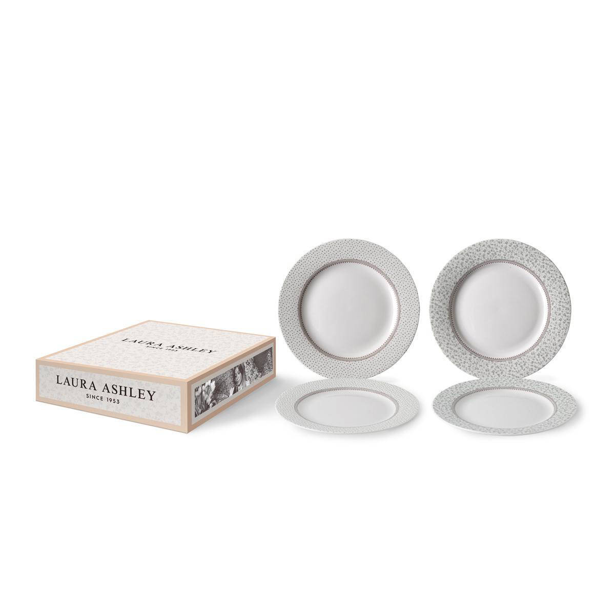 Laura Ashley Set van 4 gebaksborden 20cm, 2 verschillende designs, in giftbox Wild Clematis Collectables