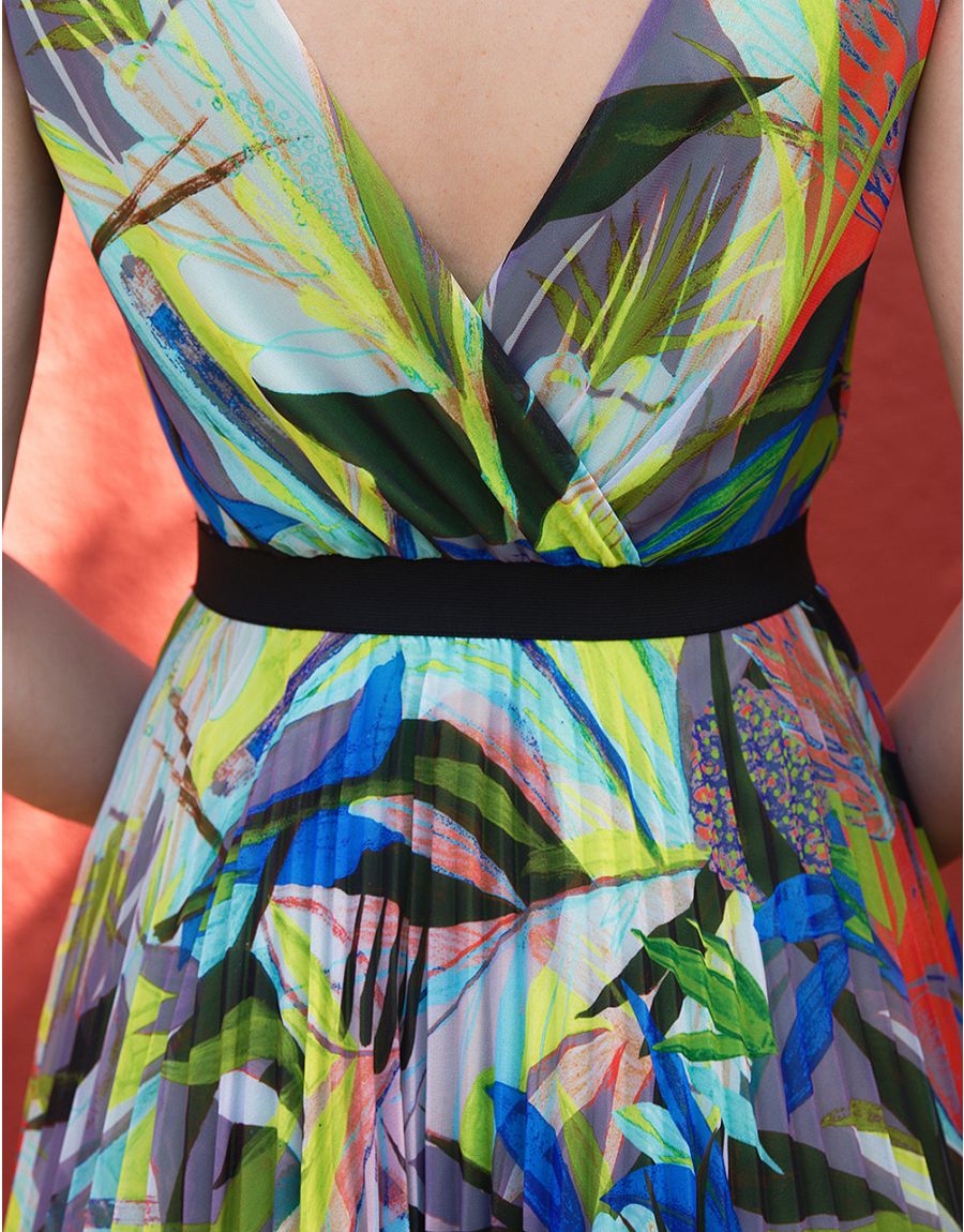 Robe chic imprimée vert