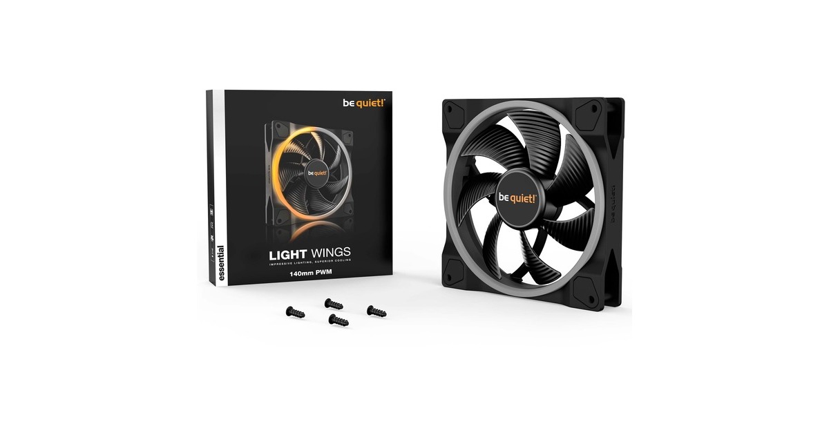 be quiet!Light Wings PWM RGB case fan  (Zwart, 140 x 140 x 25 mm)