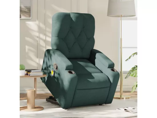 Fauteuil inclinable massant Vert foncé Tissu