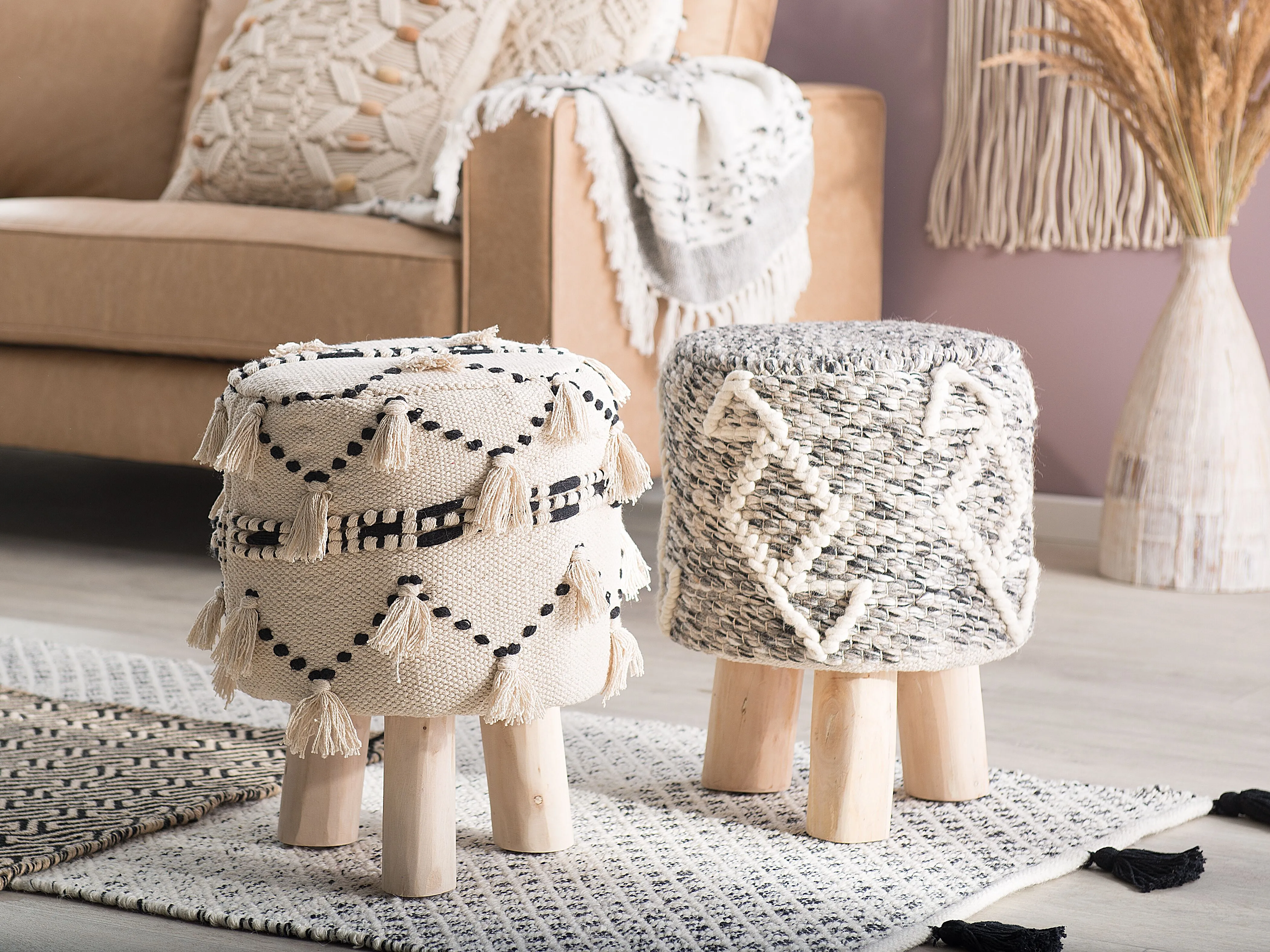 Hocker THONDI Katoen Beige