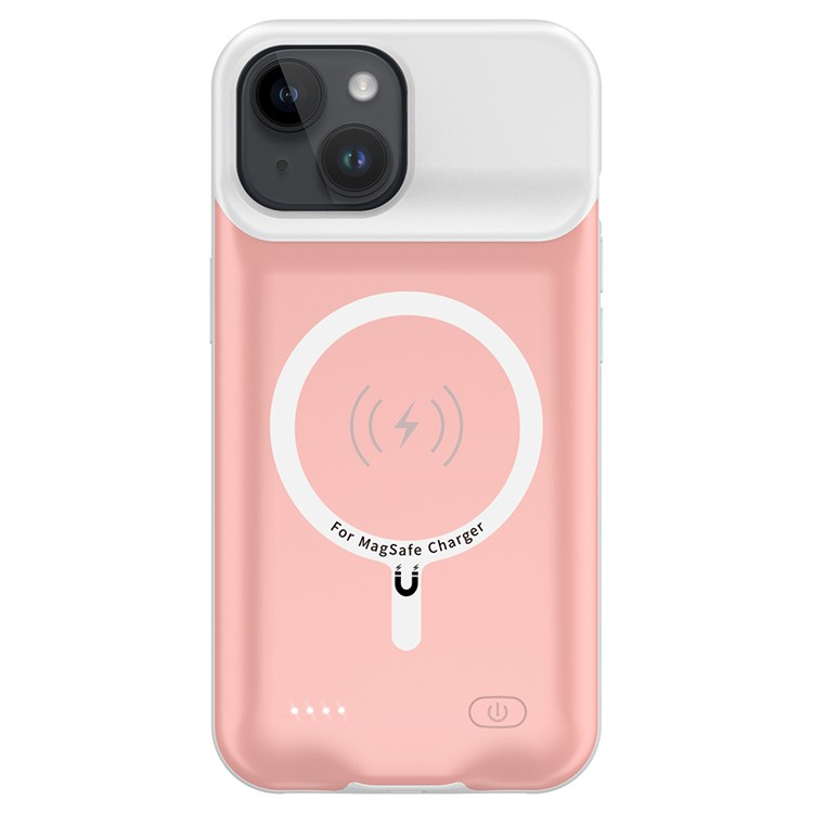 iPhone 15 MagSafe Backpack Akku Case Schutzhülle (7000mAh) - Rosa / Weiss