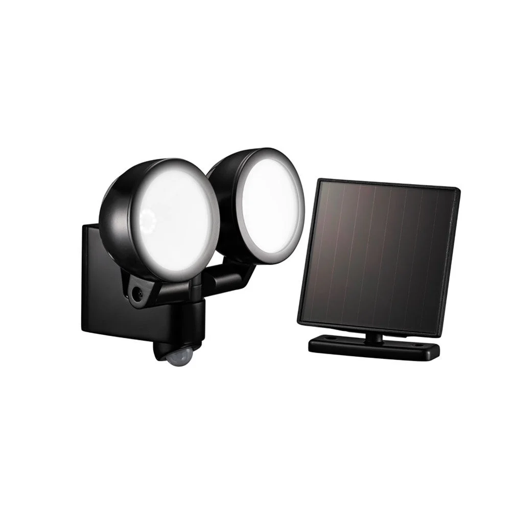 Projecteur LED solaire détecteur de mouvement 2 spots ronds