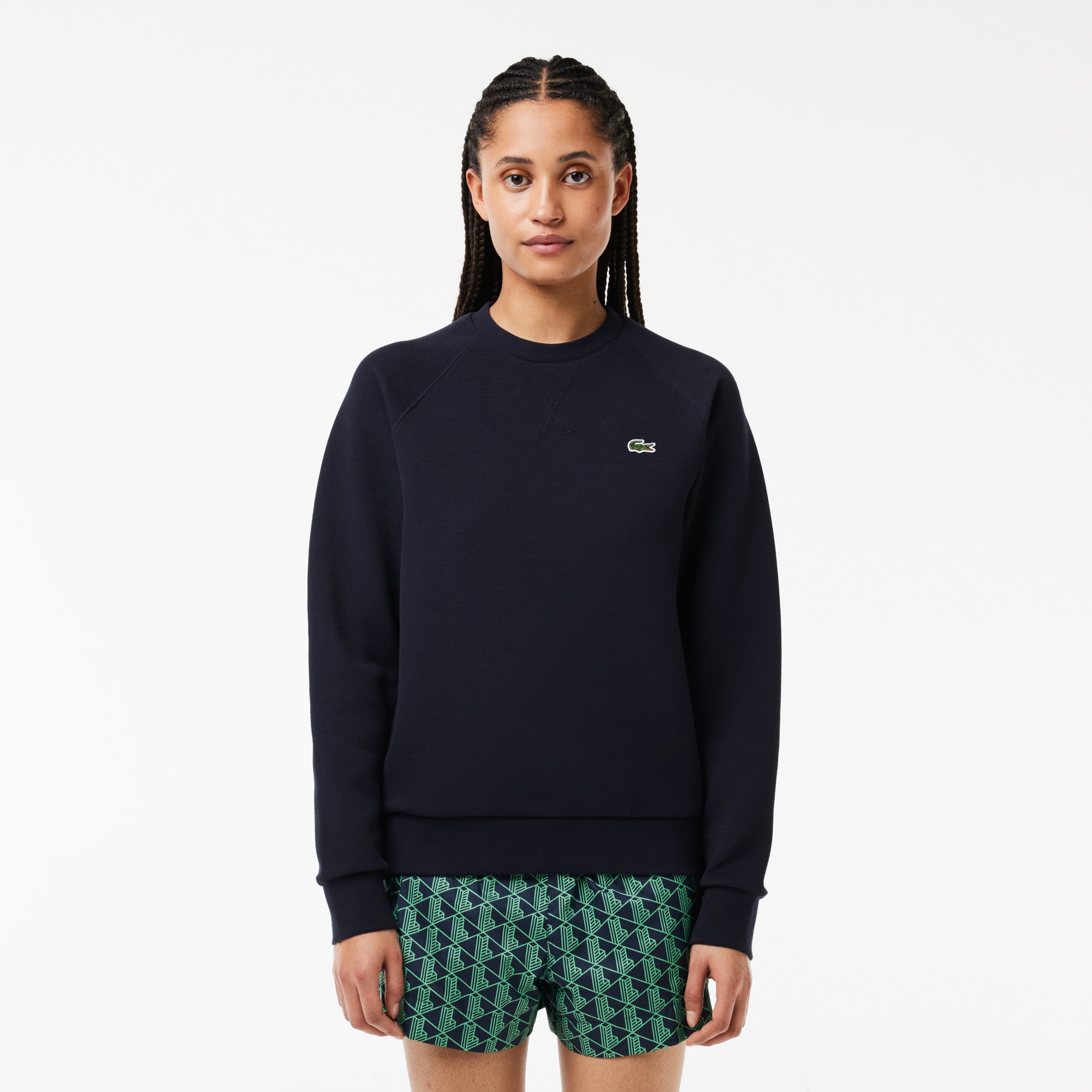 Sweatshirt col rond regular fit piqué double face Sweatshirts - Bleu - Lacoste - Femme