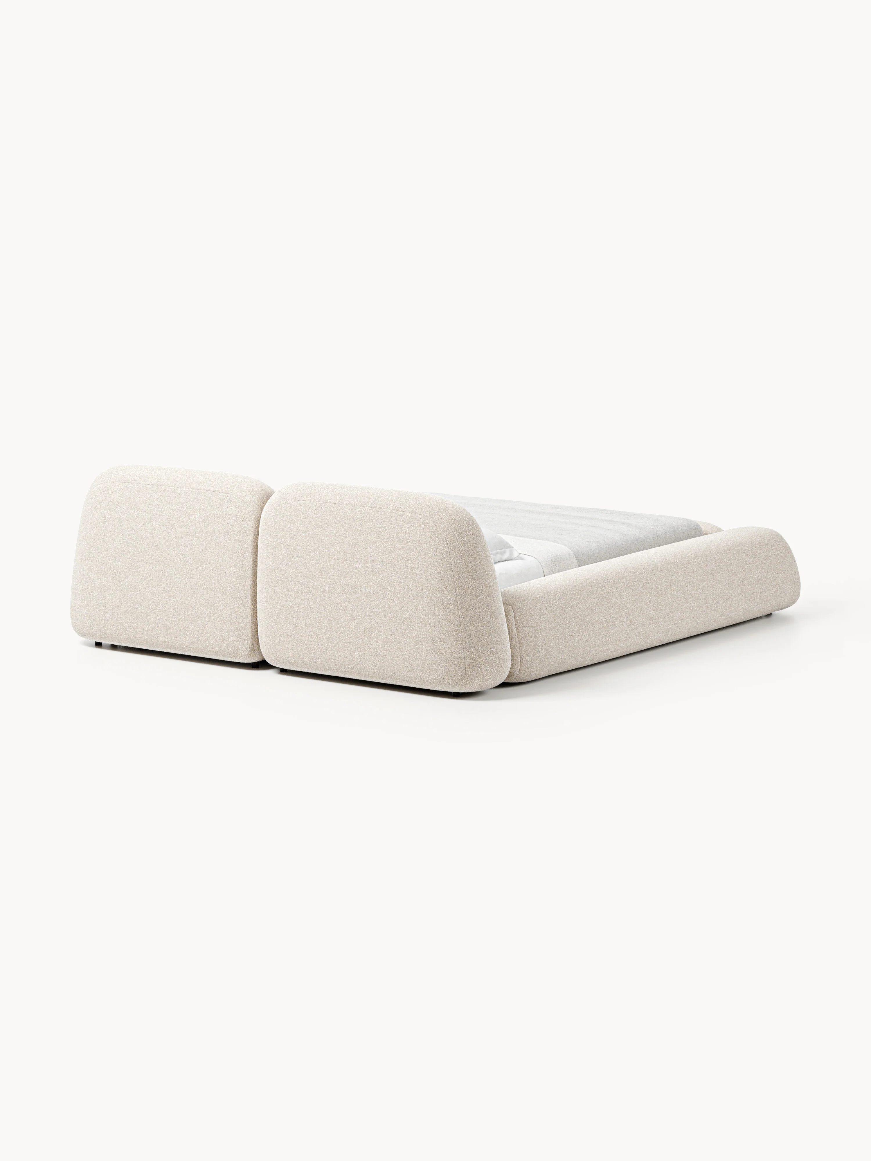 Bouclé gestoffeerd bed Wolke met opbergruimte