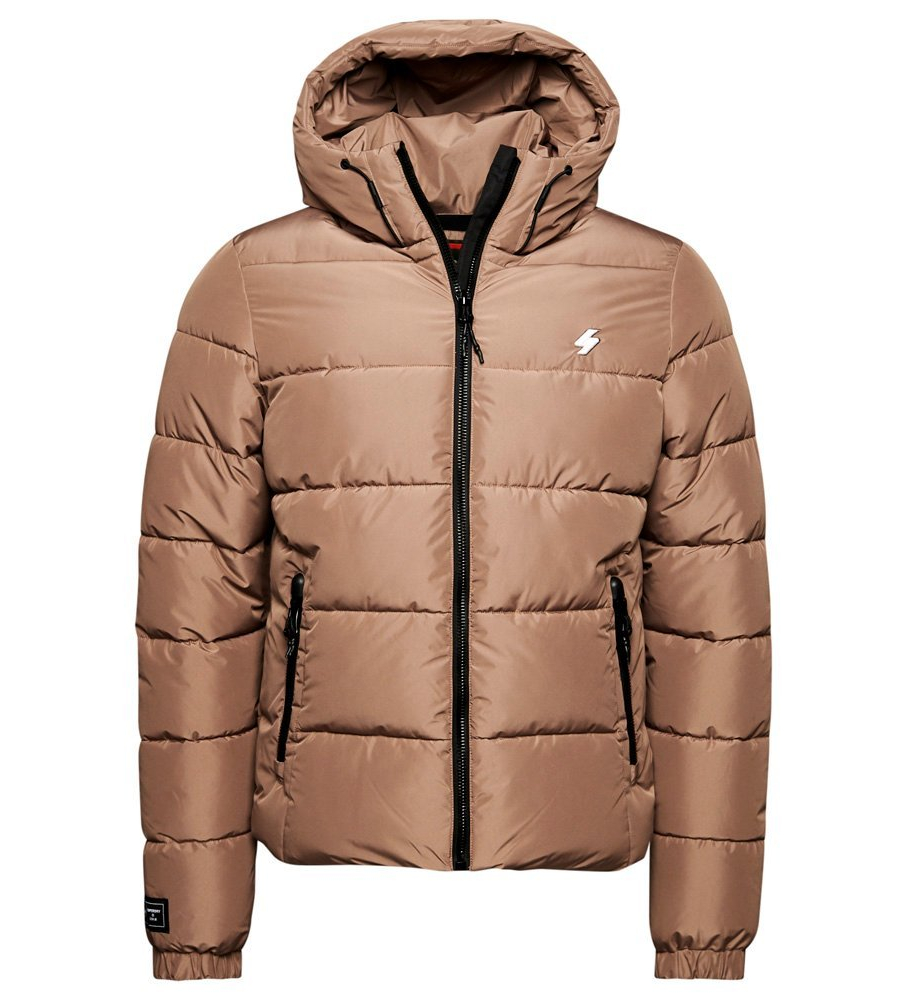 Jaqueta acolchoada Superdry com capuz, bege