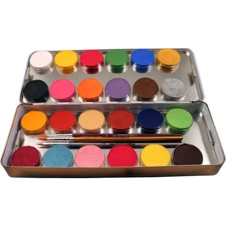 Eulenspiegel 24 Profi Schminkfarben Metall-Palette, 24 x 3,5ml