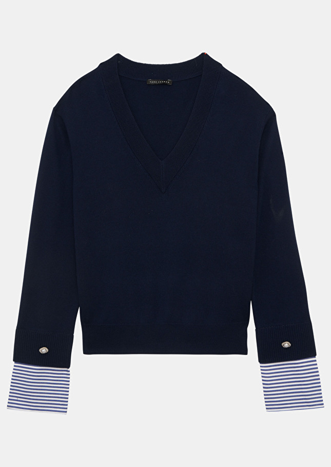 Pull Primrosebleu marine en laine merinos