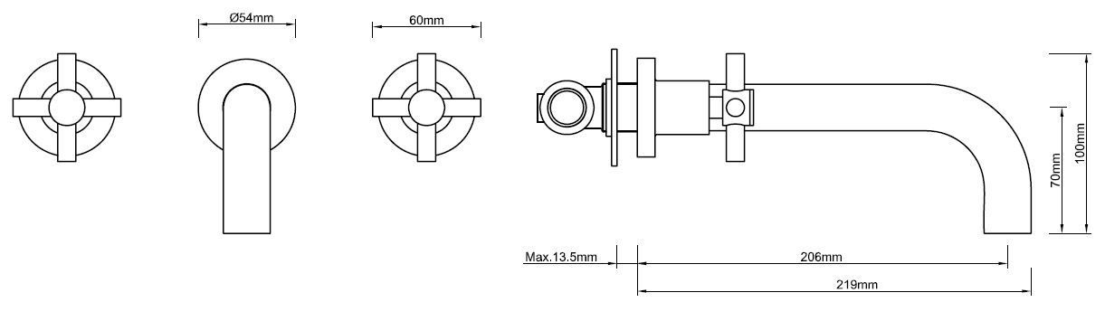 Mueller Mika inbouw-wastafelkraan 2-knops PVD-coating chroom