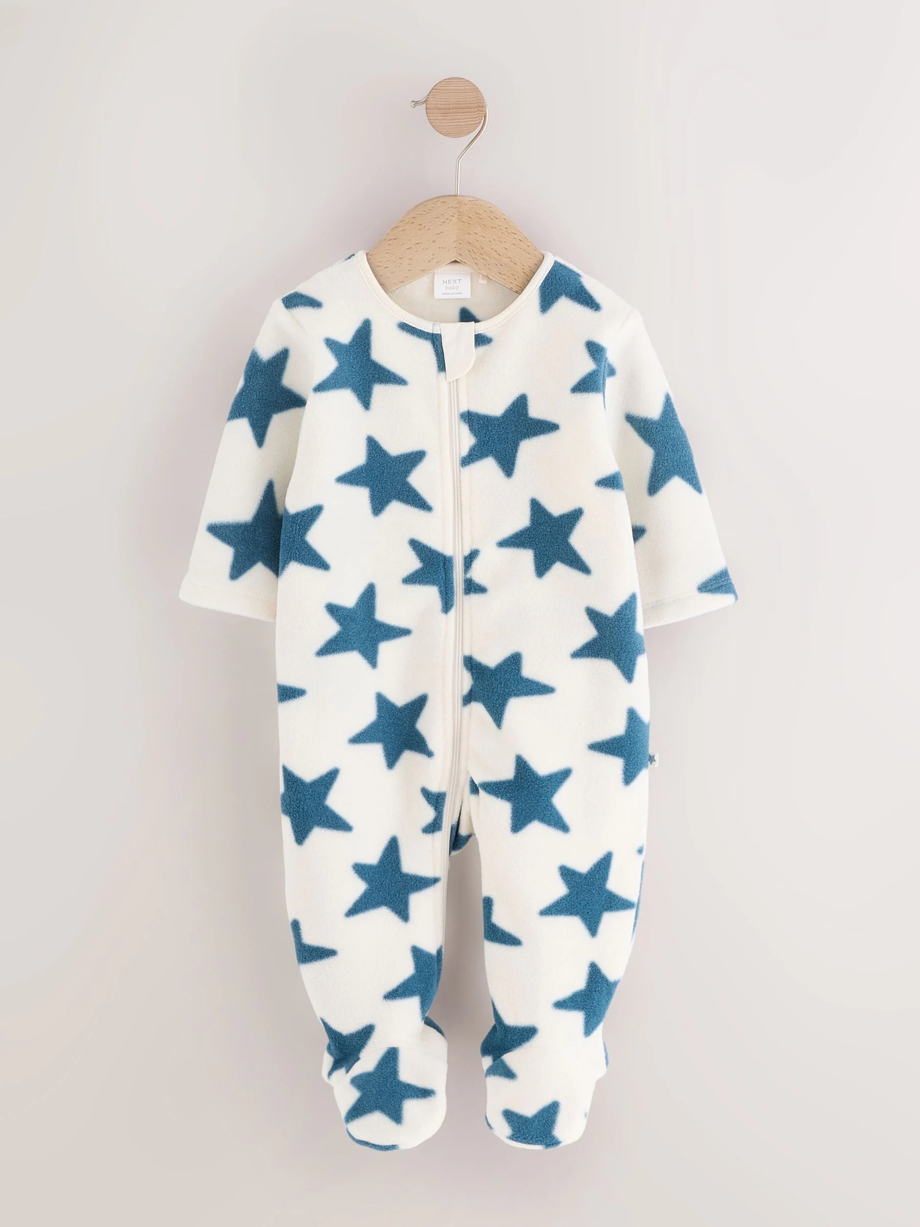 Blauw - Set van 4 baby-onesies van microfleece met tweewegrits