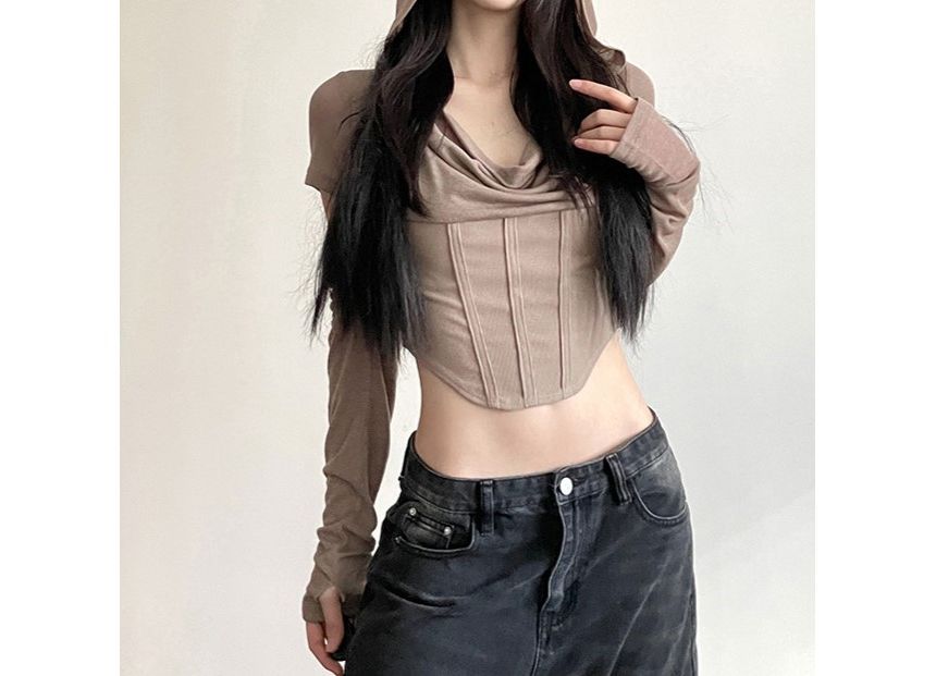 HERMITAKH - Lange mouwen coltrui met capuchon en bustier