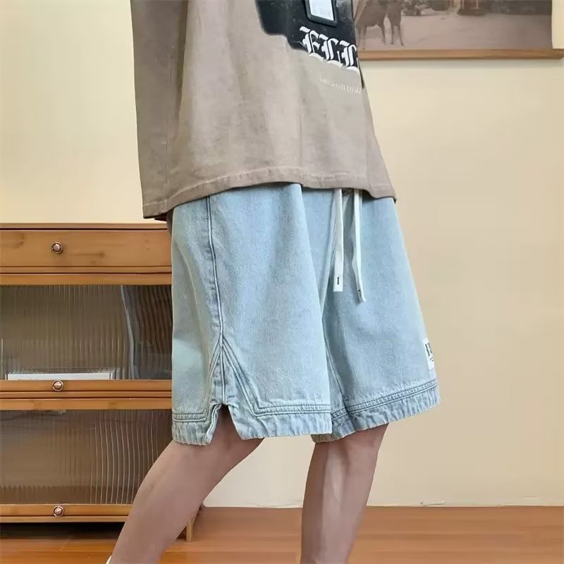 DuckleBeam - Denim shorts met trekkoord en letters