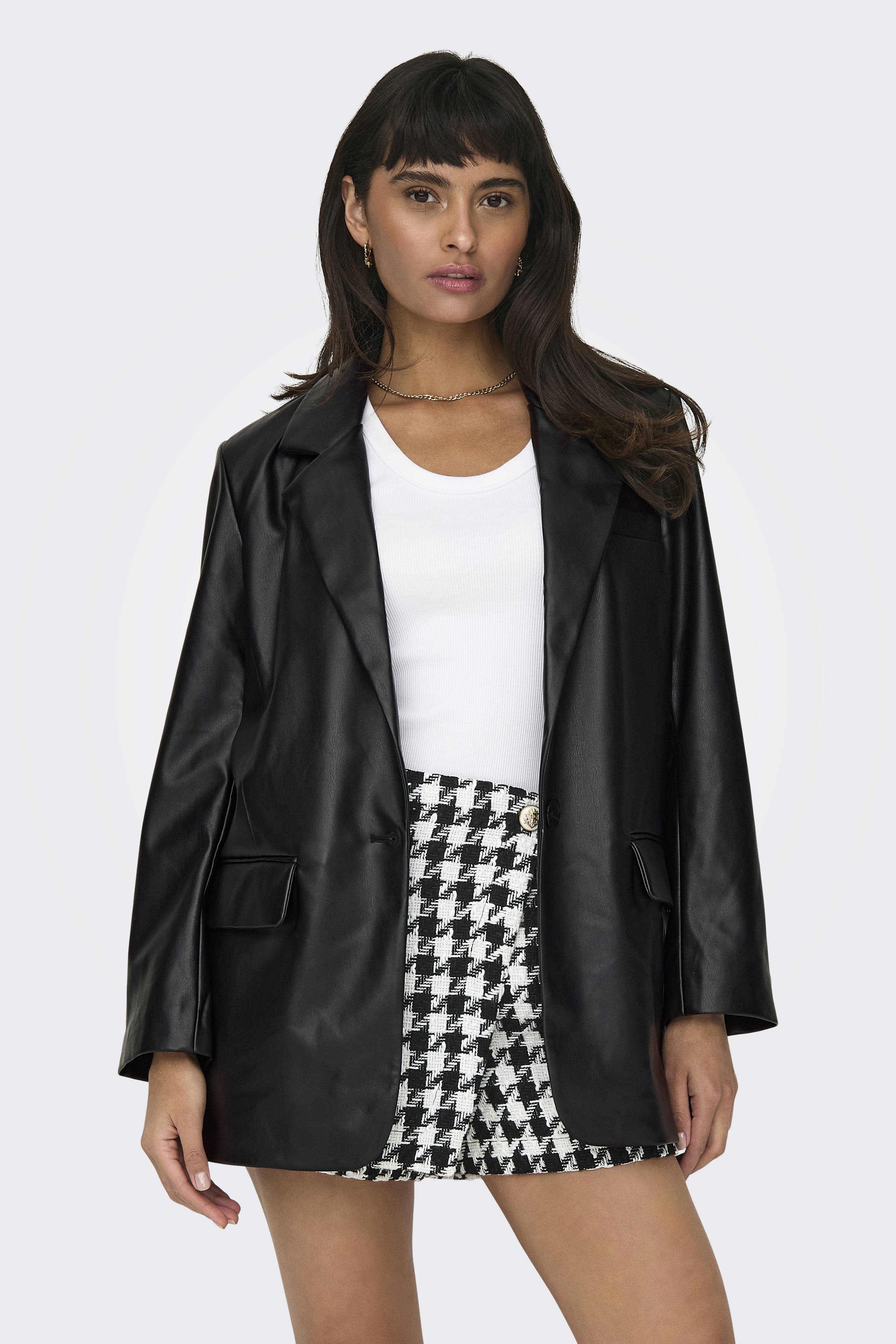 ONLY coated rechtvallende blazer ONLLANA zwart