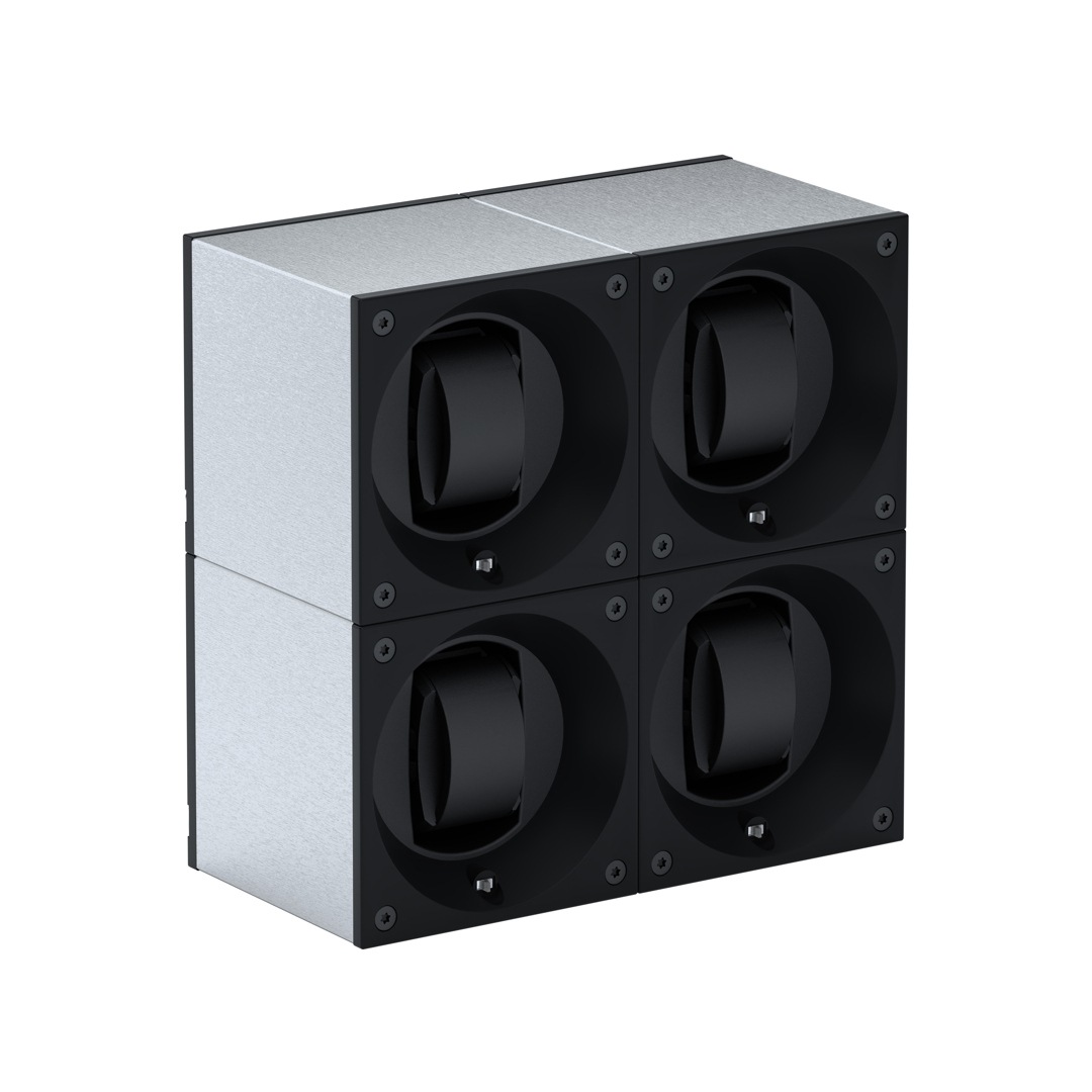 SwissKubik Masterbox Gebürstetes Aluminium - 4 Uhren