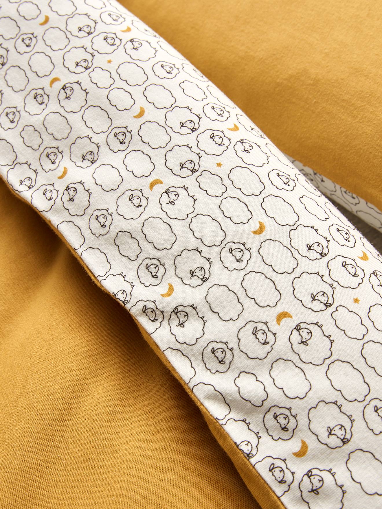 Capa de edredom para bebê, lisa, amarelo escuro, com estampa de ovelha.