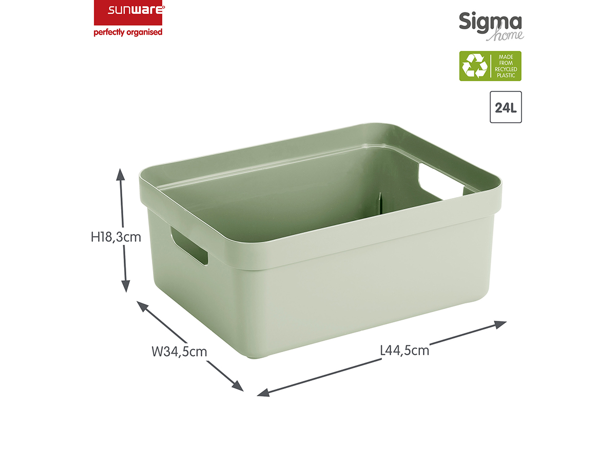 Sunware sigma home set van 4 24l opbergbox - groen