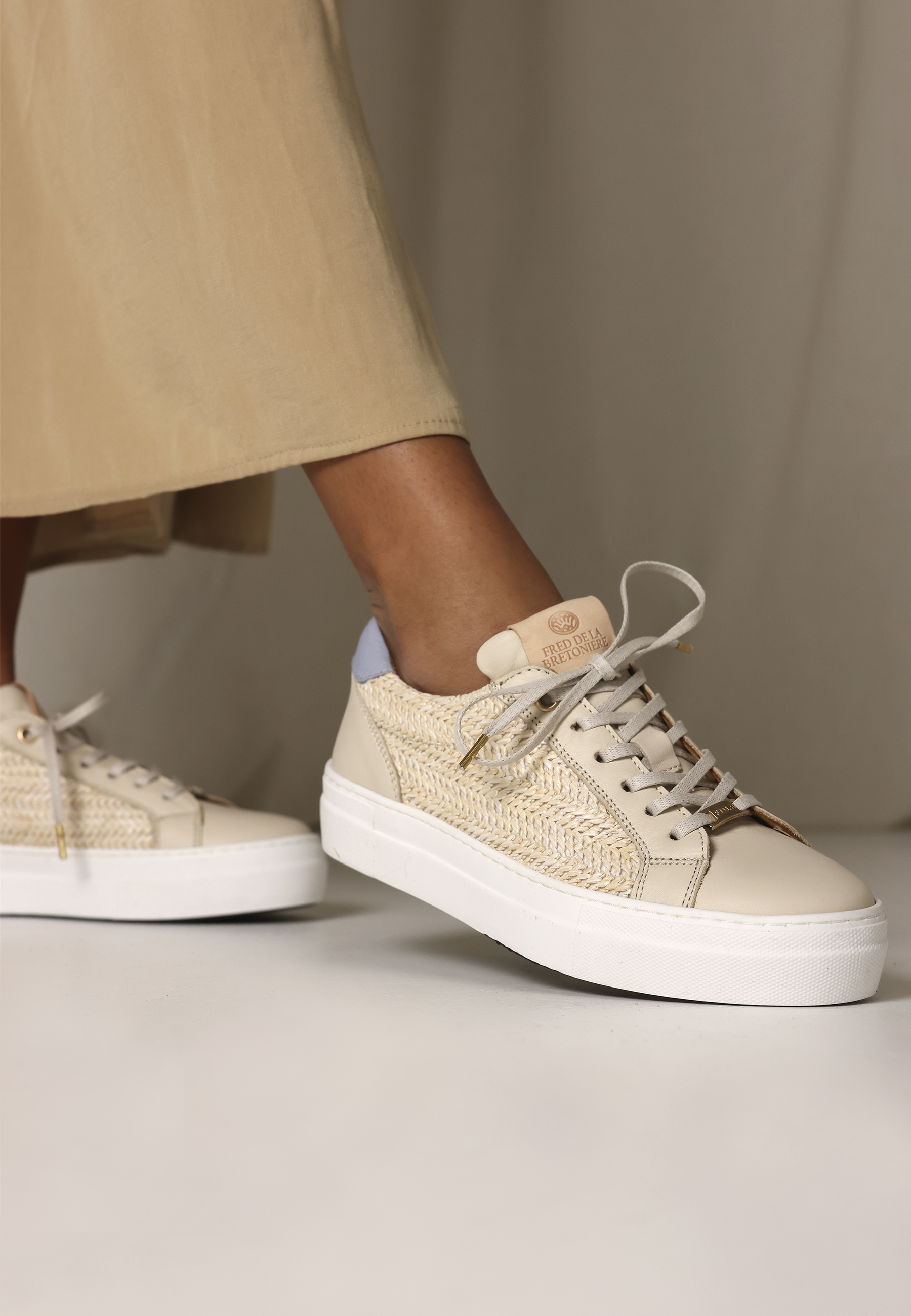 STORM LUCA Sneaker raffia Off White/Blue