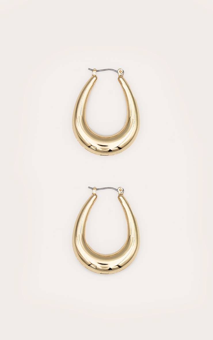 Doré Boucles D'oreilles Créoles Ovales Arrondies