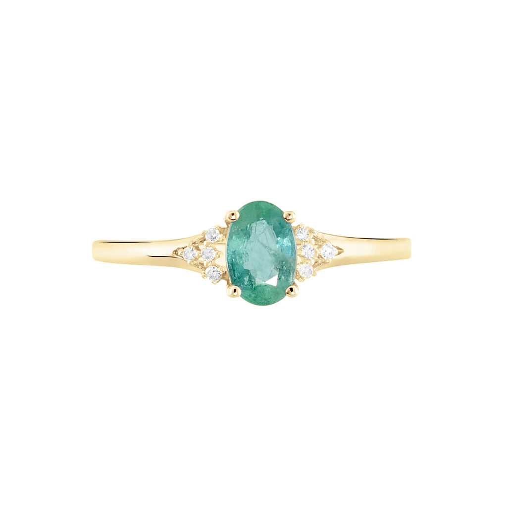 Bague Marie Or Jaune Emeraude Et Diamant