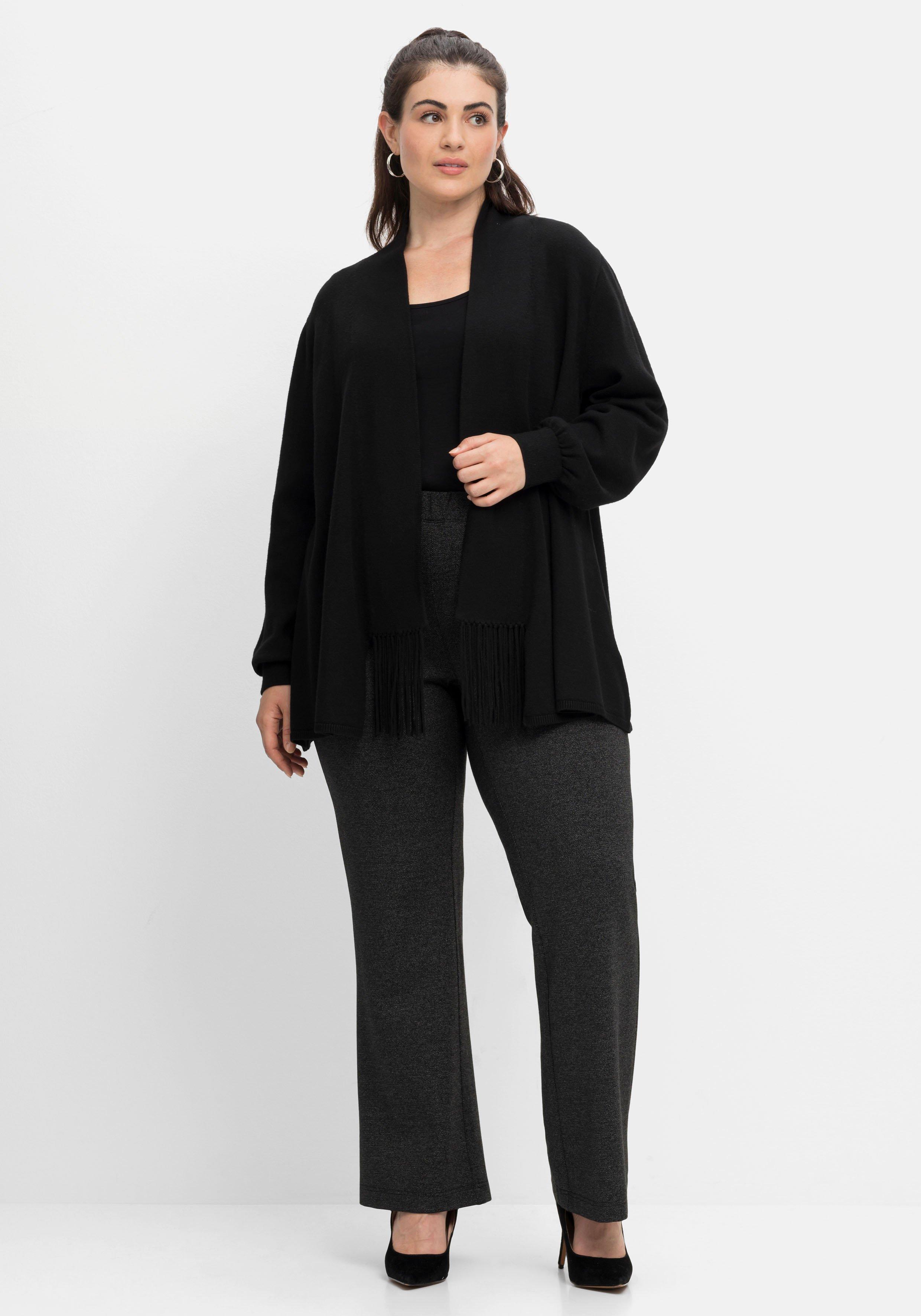 Bootcut-Hose mit Schlupfbund, Salz- und-Pfeffer-Optik
