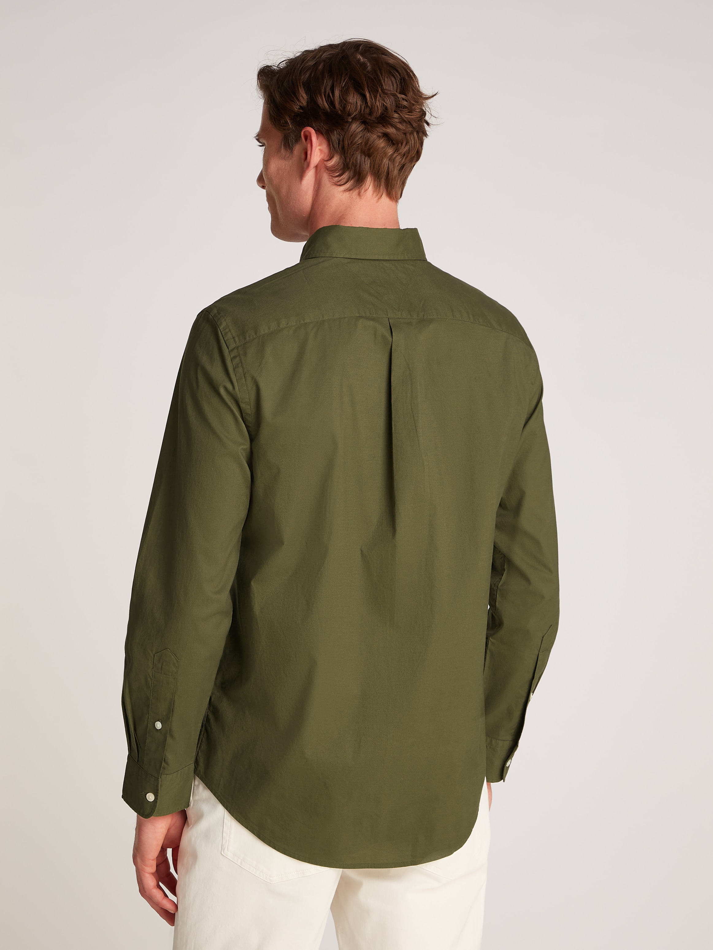 Tommy Hilfiger Businesshemd »FLEX POPLIN SOLID Regular Fit SHIRT mit Button-down und Rückenfalte«, unifarben, klassisch, regular fit, Baumwolle, Kragen