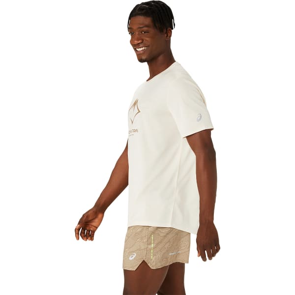 T-shirt running ASICS FUJITRAIL LOGO SS TOP OATMEAL/FEATHER GREY/PEPPER