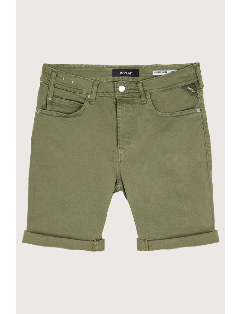 REPLAY SHORT EN JEAN HOMME KAKI CLAIR