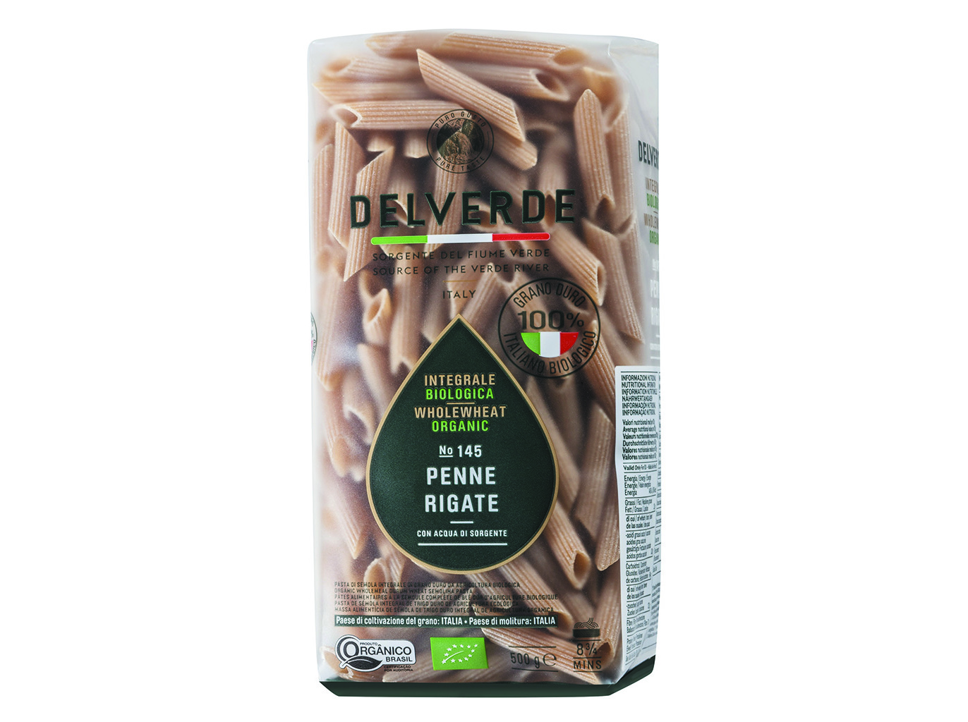 MASSA PENNE INTEGRAL DELVERDE BIO 500G