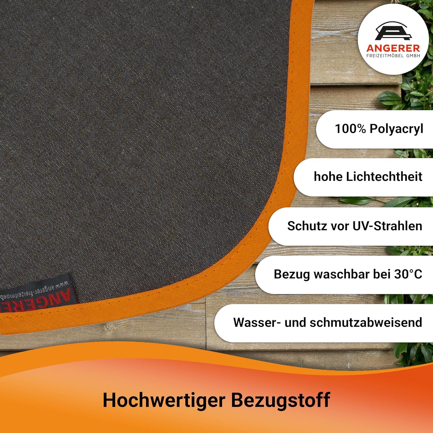 Angerer Klemmmarkise Exklusiv mit Handkurbel, Terrasse/Balkon, einfache Montage ohne Bohren, Made in Germany, hochwertiger Stoff, UV-beständig, höhenverstellbar, wasserabweisend, 300 cm Orange-Braun