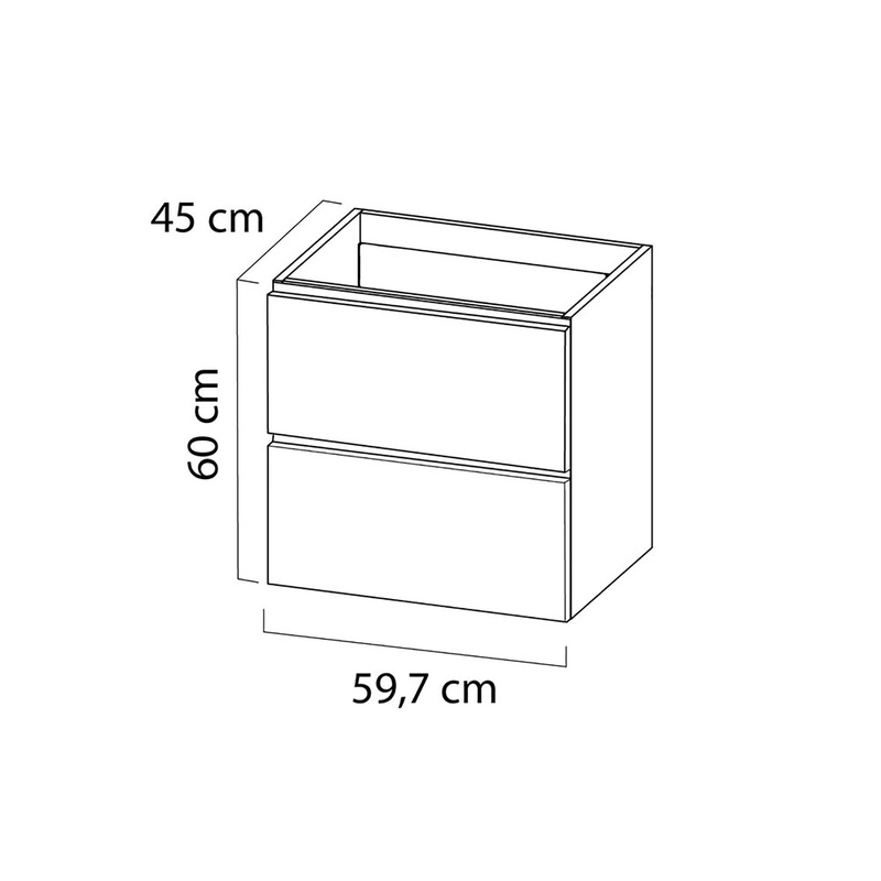 Tiger Loft Meubelset 60 cm met 2 lades Hoogglans wit inclusief Quadro wastafel Hoogglans wit