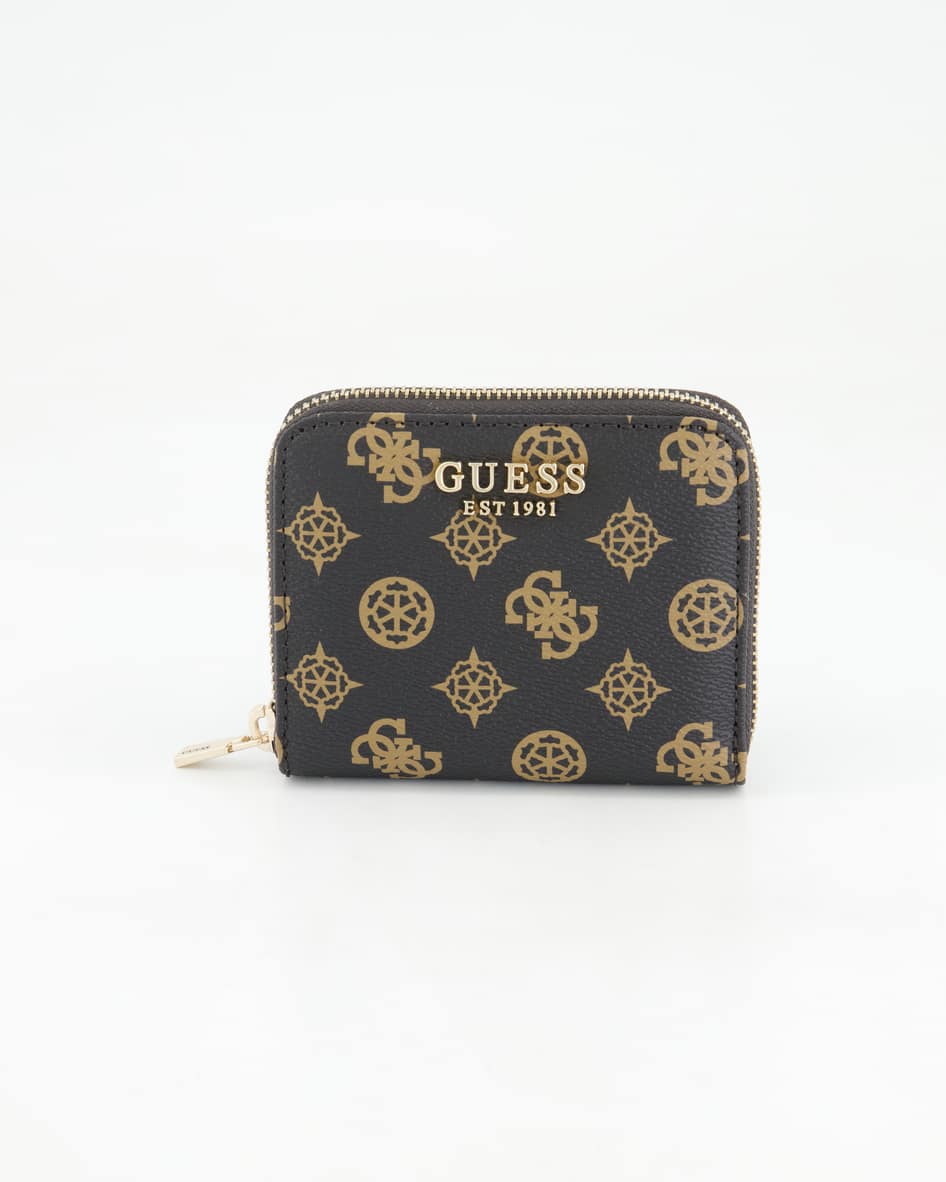 Guess Laurel SLG Small Zip Around Portemonnaie in Braun